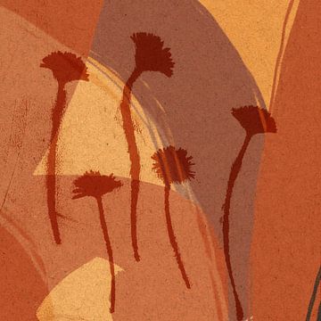 Natural living. Colorful modern abstract botanical art in rusty brown and terracotta by Dina Dankers