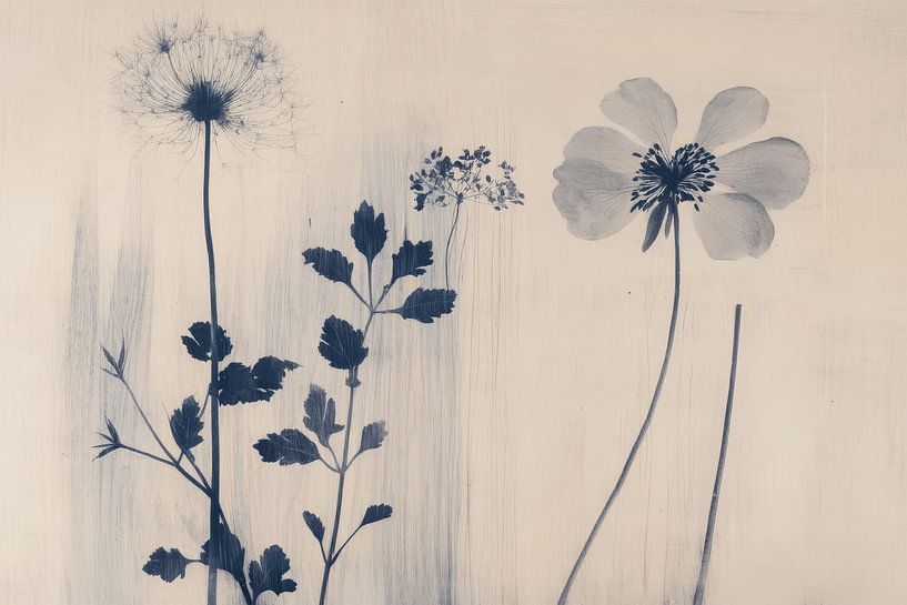 Botanical abstract in Japandi style by Japandi Art Studio