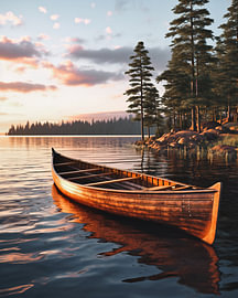 Lonely boat on the lake