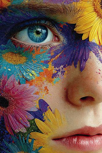 vrouw met bloemen print