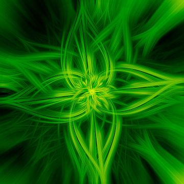 Flower of light. Abstract Geometric Fireworks. Green star. by Dina Dankers