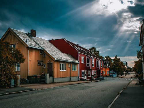 Colourful wooden houses on the Lofoten Islands
