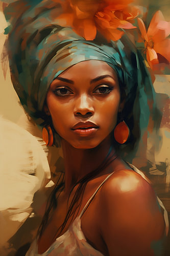 Afrikanische Frau mit türkisfarbenem Turban