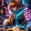 Rotfuchs vor japanischem Ramen sitzend von MIROKKU