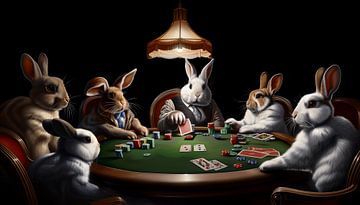 Pokerende konijnen portret panorama van TheXclusive Art