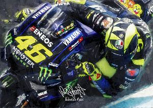 Valentino Rossi peinture à l'huile sur Bert Hooijer