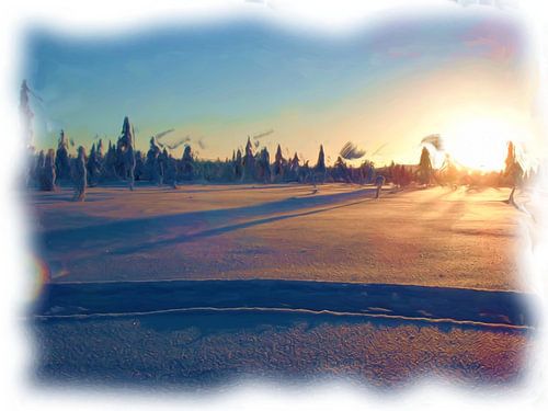 Arktischer Winter-Sonnenuntergang