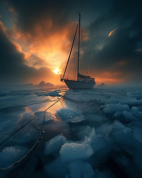 Eismeer von fernlichtsicht