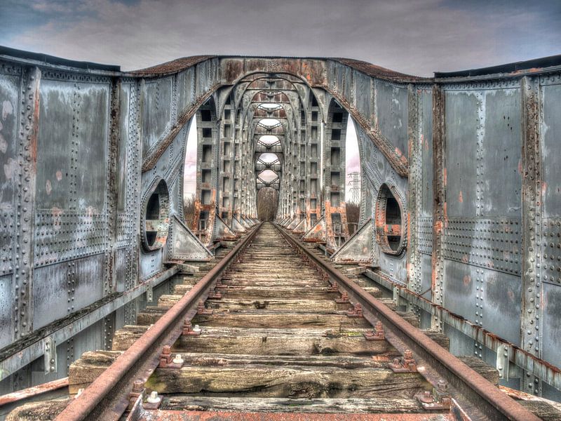 Alte Schienen einer verlassenen Eisenbahnbrücke von P van Beek