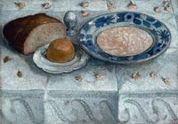 stilleven vintage blauw porselein