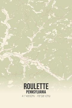 Vintage landkaart van Roulette (Pennsylvania), USA. van MijnStadsPoster