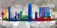 Mural, Rotterdam skyline by Arjen Roos thumbnail
