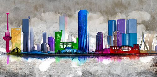 Mural, Rotterdam skyline by Arjen Roos
