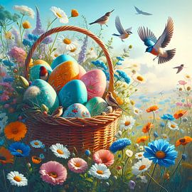 Ostereier mit Blumen und Vögeln von Tatjana Korneeva