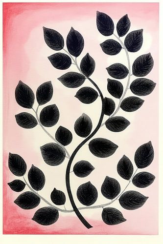 Zwarte takken op roze achetrgrond