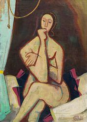 Karl Hofer, Auf dem Bett sitzend, 1948