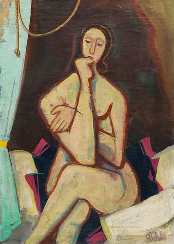 Karl Hofer, Zittend op het bed, 1948