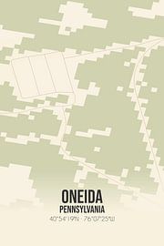 Vintage landkaart van Oneida (Pennsylvania), USA. van Stad & Wand