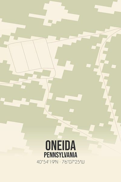Carte ancienne de Oneida (Pennsylvanie), USA. par Affiches de lieux