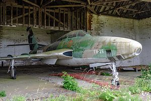 Ein Republic RF-84F Thunderflash Fotoaufklärungshubschrauber der belgischen Luftwaffe auf der Floren