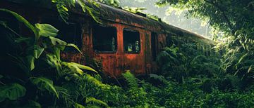 Verlaten trein in de jungle - Natuur van Poster Art Shop