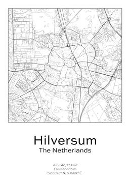 Stads kaart - Nederland - Hilversum van Ramon van Bedaf