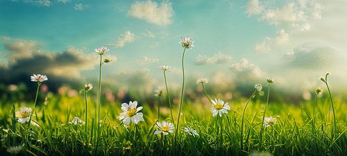 Bloemenweide in het voorjaar Illustratie