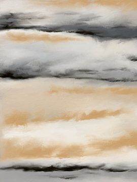 Overstekende woestijnen - abstract schilderij met textuur in neutrale tinten van Frankie Soldado