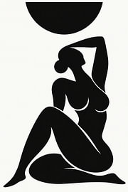 Matisse Inspired Black Nude Woman Art, Minimalist Abstract Female Figure, Modern Silhouette Artwork