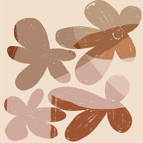 Abstract minimalistisch botanisch. Bloemen in terra.