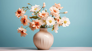 Vase mit Blumen in Pastellfarben Stillleben Kund Design