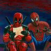 Deadpool und Spiderman Gemälde von Paul Meijering