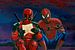 Deadpool en Spiderman Schilderij van Paul Meijering