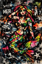 Graffiti Mermaid in a Burst of Colour – Graffiti Mermaid in a Burst of Colour by ButterflyPix