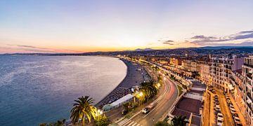 Cityscape of Nice with the Promenade des Anglais at night by Werner Dieterich