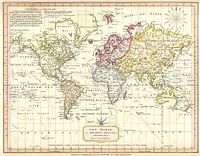 Retro world map in soft colours