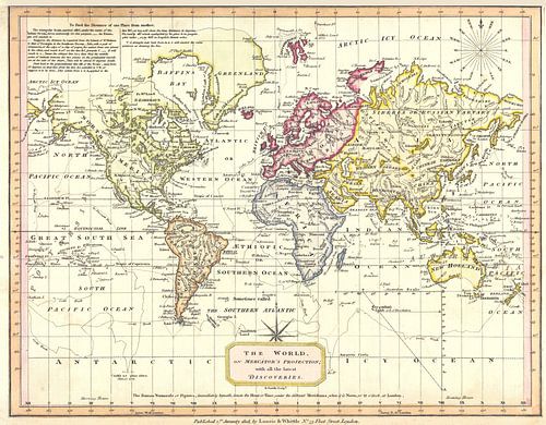 Retro world map in soft colours