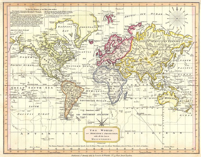 Retro world map in soft colours by Emma Kersbergen