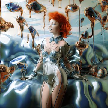 Red-haired woman in a liquid world by Ton Kuijpers
