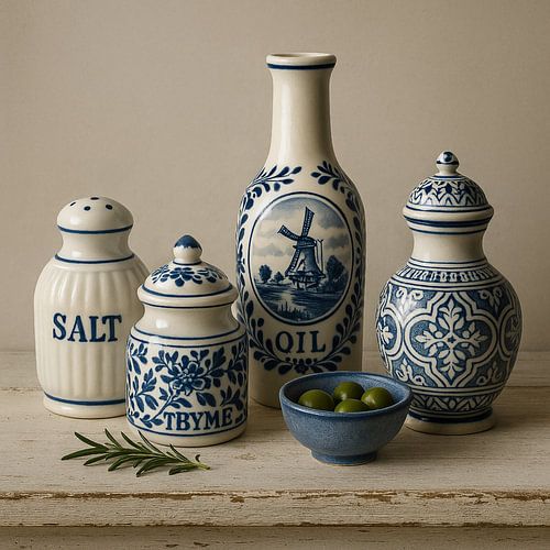 Delfts Blauw & Olijven – verfijnde eenvoud op hout