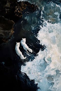 Twee wolven in de woeste oceaan van NJ Midnight Studio