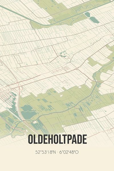 Vintage map of Oldeholtpade (Fryslan) by Prints of Place