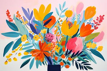 Nature morte, Fleurs dans un vase, Abstrait moderne sur Caroline Guerain