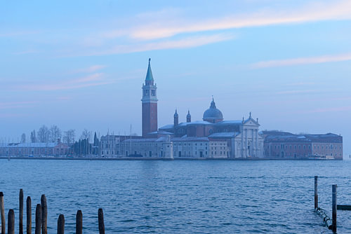The Basilica of San Giorgio Maggiore at the blue hour in Venice