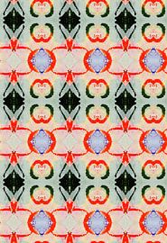 abstract geometrisch patroon retro rood groen van Claudia Gründler