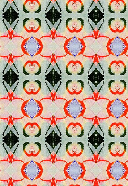abstract geometric pattern retro red green by Claudia Gründler