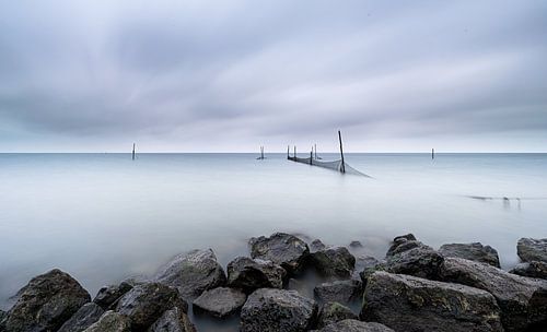 Houtribdijk View Grey Clouds sky.