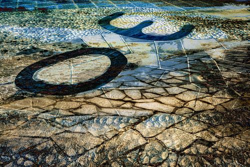 Straat Mozaiek. Industrieel. Graphics. Marine blauw.