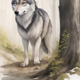 Een jonge wolf in het bos van DeVerviers