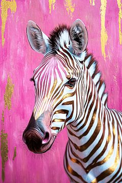 Zebra in roze en goud van Art & Soul Creations